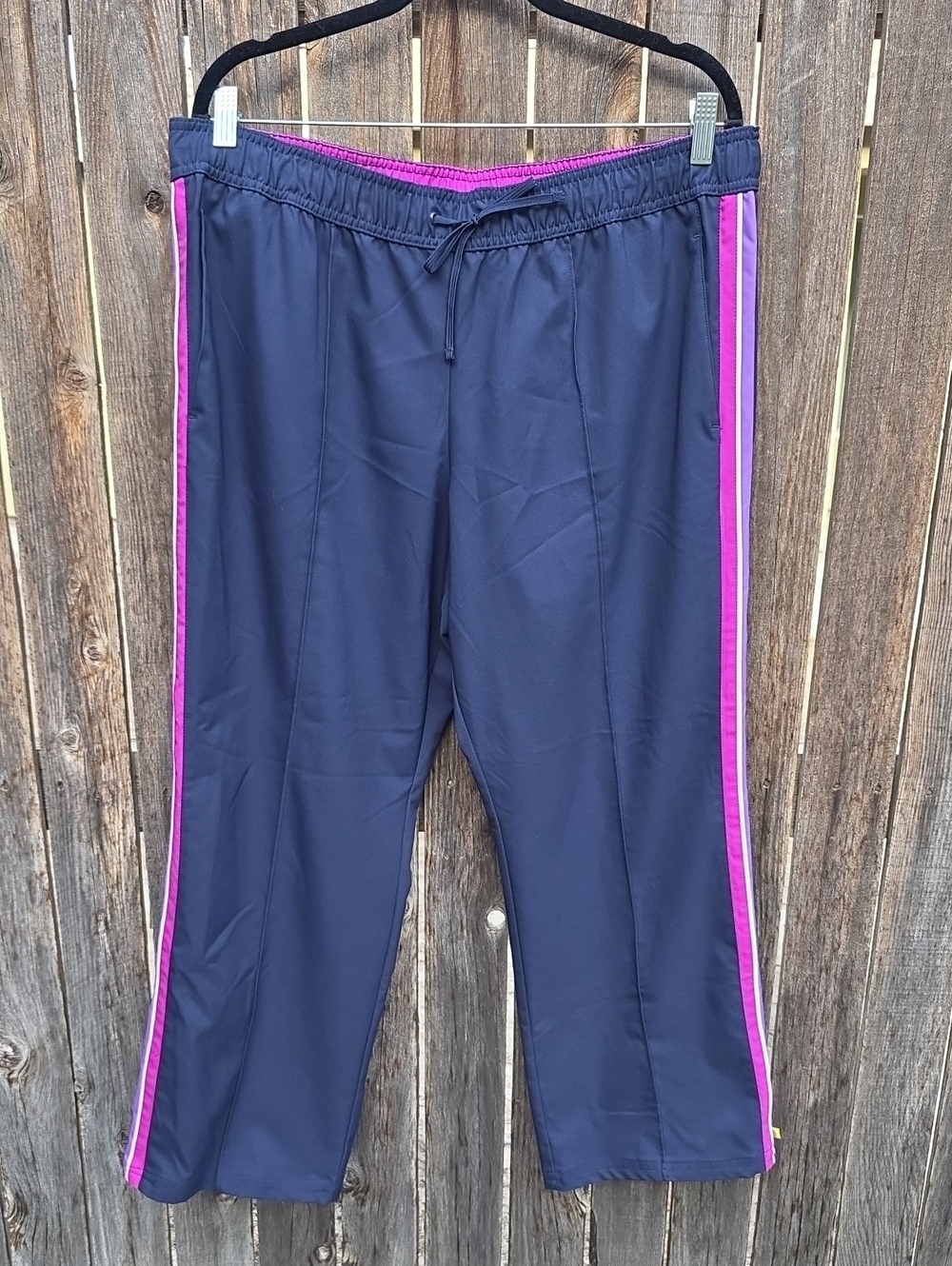 made for life Navy Track Pants with Pink Side Stripes